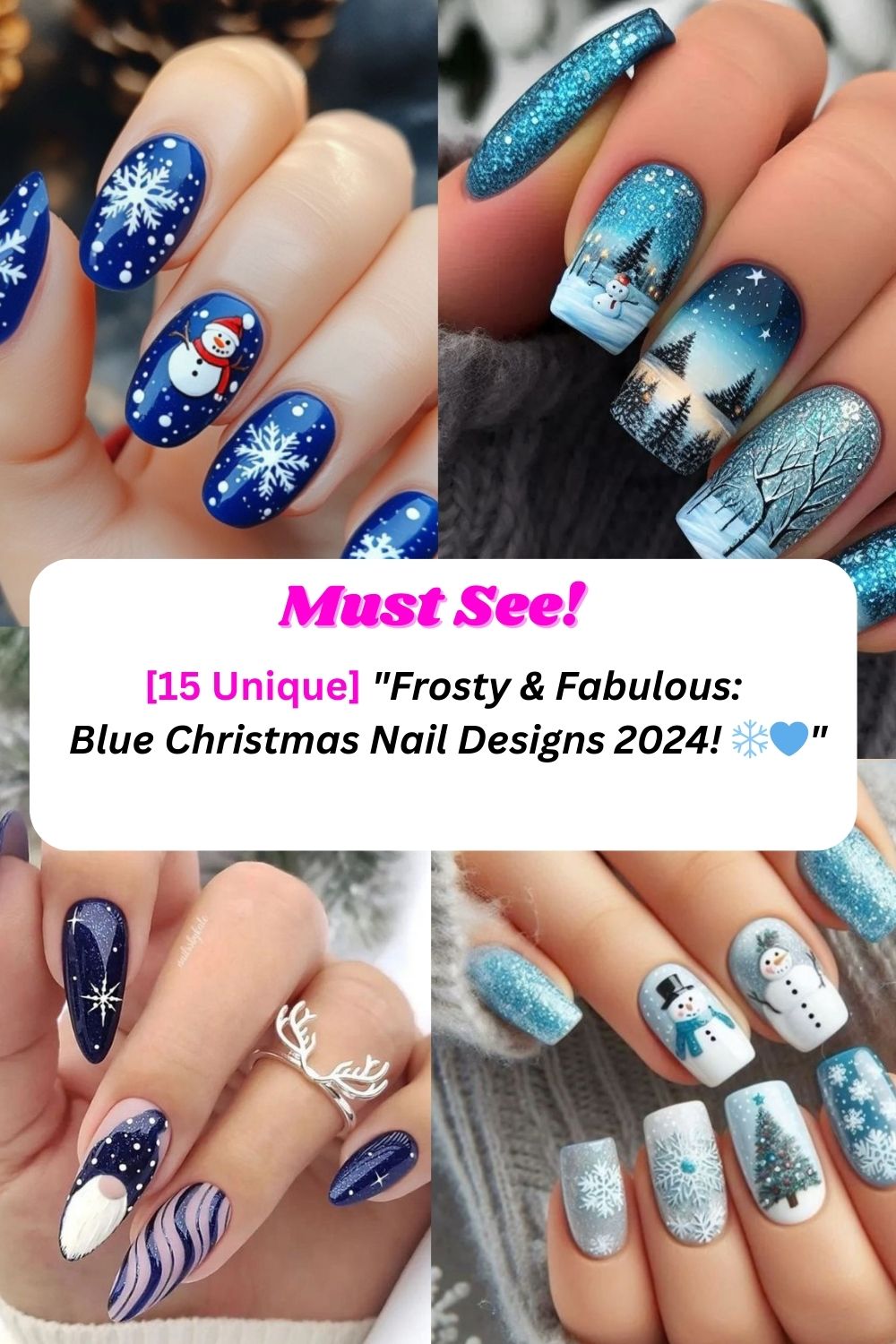 Christmas Nails Blue 2024 Designs